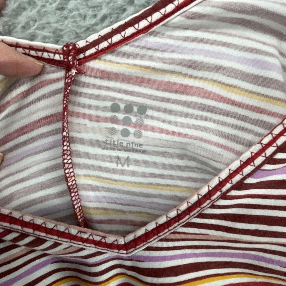 Title Nine Tank Dress Womens M Multicolor‎ Striped V Neck Strappy Jersey Pockets